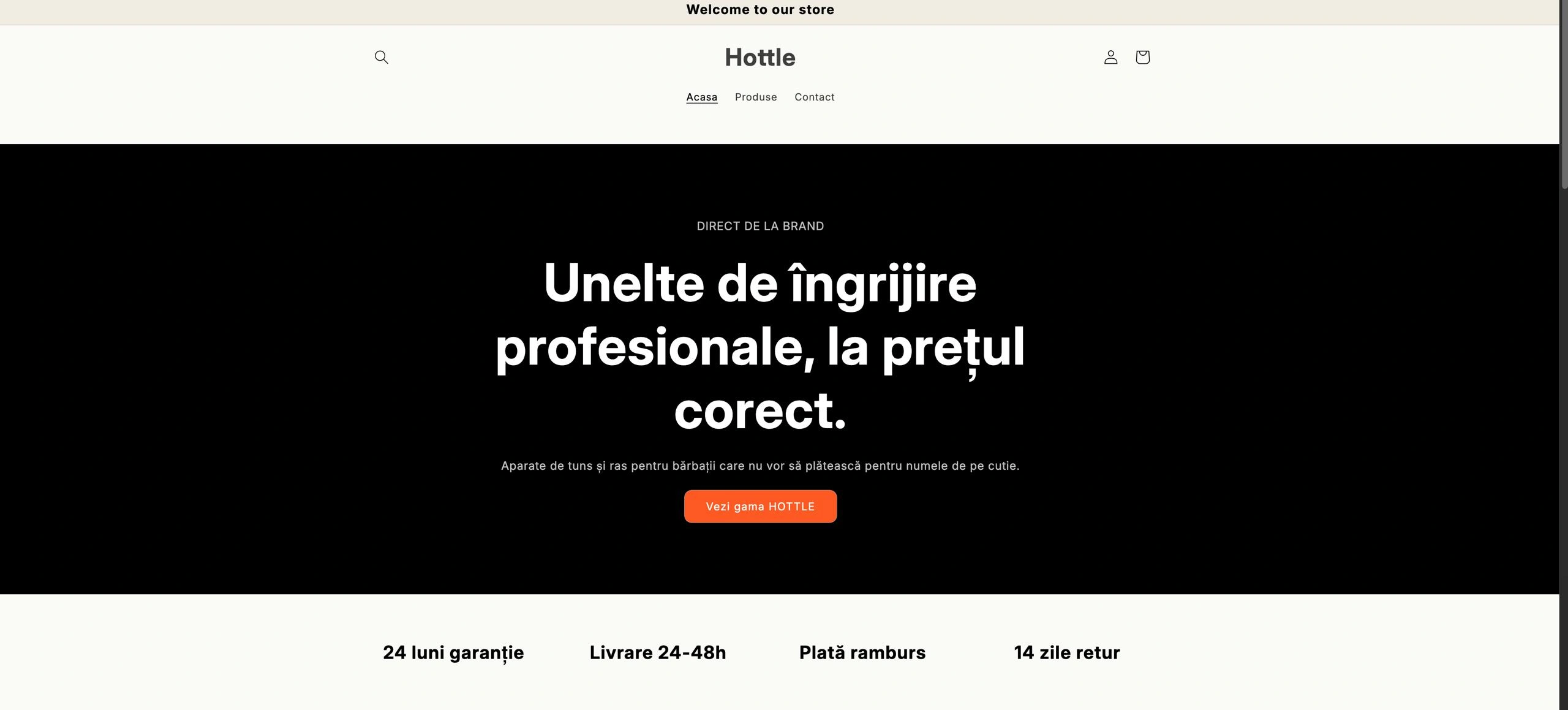 Screenshot homepage Hottle.ro